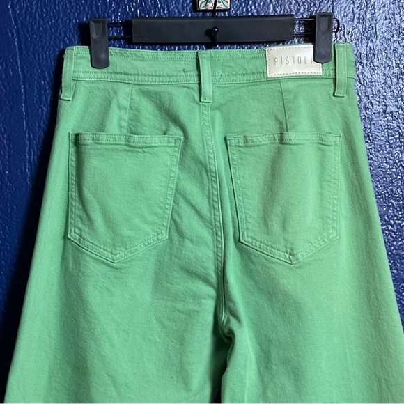 PISTOLA Penny Crop Wide Leg In Green Casual Cotton Sz 27 Pockets Travel Easycare - Picture 9 of 12